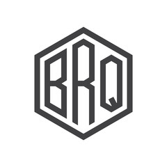 three-letter initials hexagon logo black