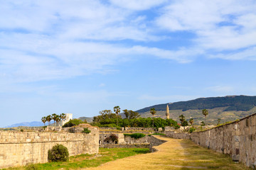 Fototapeta na wymiar Fortress of Neratzia Castle ruins in Kos island, Greece.