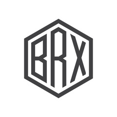 three-letter initials hexagon logo black