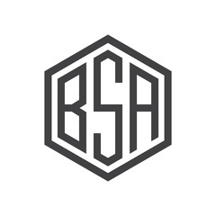three-letter initials hexagon logo black