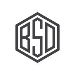 three-letter initials hexagon logo black