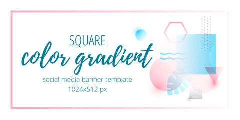 Square color gradient social media banner template tw