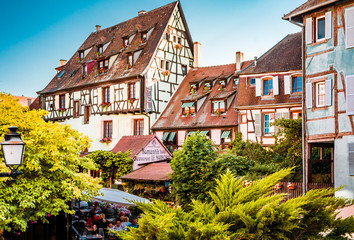Beautiful town of Colmar in Alsace province of France on a summer sunny day