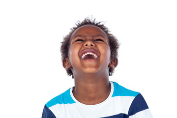 Surprised boy laughing out loud