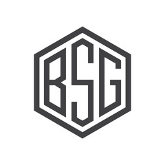 three-letter initials hexagon logo black