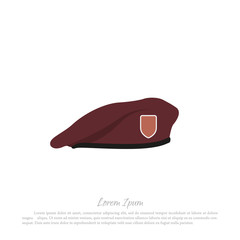 Beret of soldier on a white background. Military hat in a flat style. Vector illustration