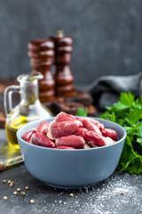 raw chicken hearts