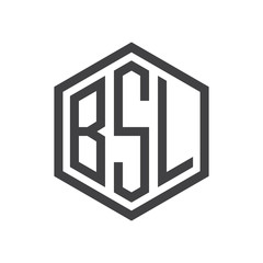three-letter initials hexagon logo black