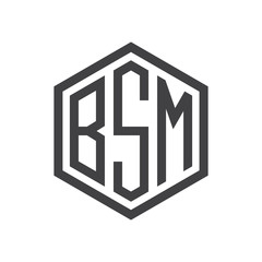 three-letter initials hexagon logo black