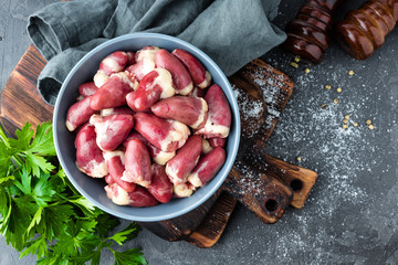 raw chicken hearts