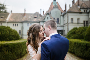Kiss on a background of the castle