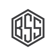 three-letter initials hexagon logo black