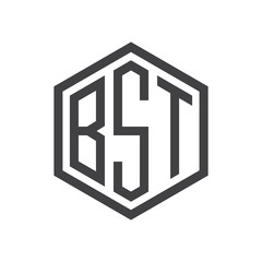 three-letter initials hexagon logo black
