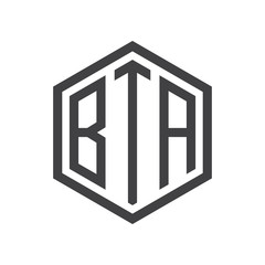 three-letter initials hexagon logo black