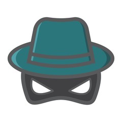 Spy colorful line icon, incognito and agent, vector graphics, a filled pattern on a white background, eps 10.