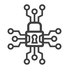 Cyber security line icon, padlock and security, vector graphics, a linear pattern on a white background, eps 10.