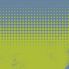 Halftone vintage vector background with green and blue color, worn, grunge, old edges.