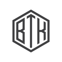 three-letter initials hexagon logo black