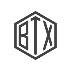 three-letter initials hexagon logo black