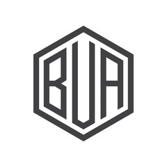 three-letter initials hexagon logo black