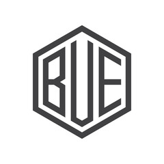 three-letter initials hexagon logo black