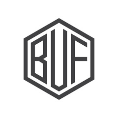 three-letter initials hexagon logo black