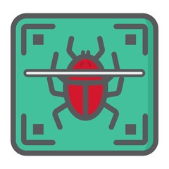 Virus scan colorful line icon, security and antivurus, vector graphics, a filled pattern on a white background, eps 10.
