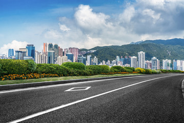 Empty downtown street intersection,shot in Hong Kong,China.