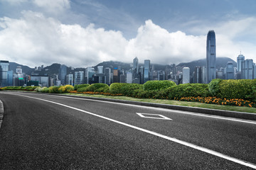 Fototapeta premium Empty downtown street intersection,shot in Hong Kong,China.