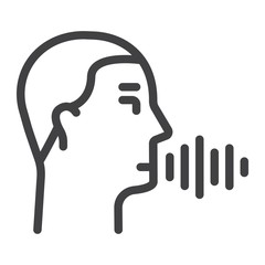 Speech recognition line icon, voice control and security, vector graphics, a linear pattern on a white background, eps 10.