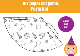 DIY children educational creative game. Make a party hat