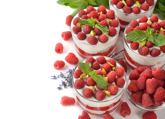 Raspberry cheesecake in a glass