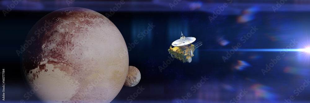 Canvas Prints new horizons spacecraft in front of the dwarf planet pluto and moon charon