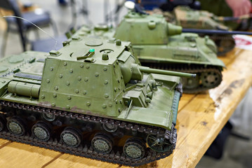 Fototapeta na wymiar Models of the soviet tanks