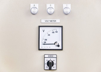 The electric box with volt meter and buttons  display of the system status