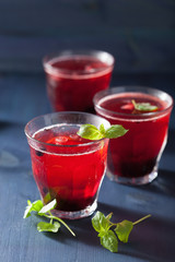 refreshing blueberry drink with lime and mint
