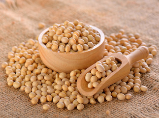 soybean on wooden background