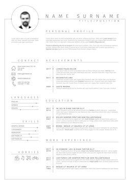Vector minimalist cv / resume template