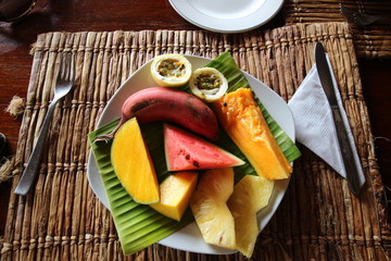 African Fruit Breakfast / Zanzibar Island, Tanzania, Indian Ocean, Africa