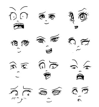 Cartoon emoties gezichten