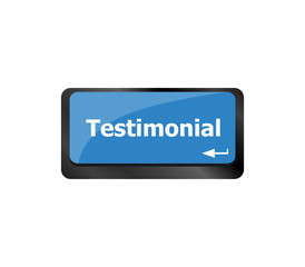 Testimonial word, button on computer keyboard key