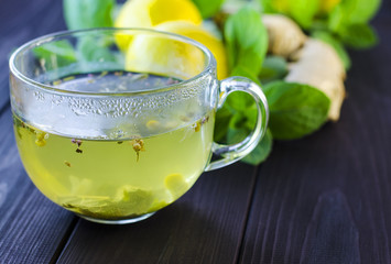 Herbal tea with mint and ginger