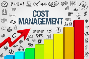 Cost Management / Diagramm mit Symbole - obrazy, fototapety, plakaty