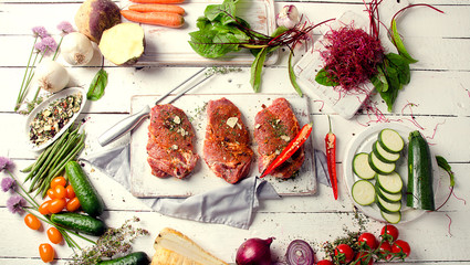 Marinated pork steaks