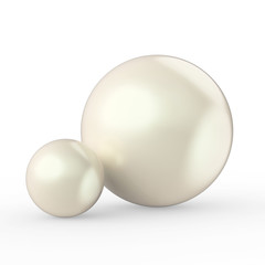 3D illustration two white pearl on a white background