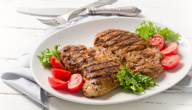 Grilled Pork Steak And Vegetable Salad