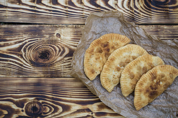 Chebureks in rustic style