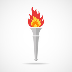 Torch with a flame. Vector illustration