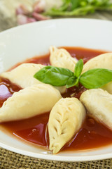 Culurgioni al sugo, Sardinian Ravioli with tomato sauce, Italian Pasta