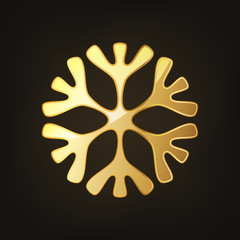 Obraz premium Golden snowflake icon. Vector illustration.